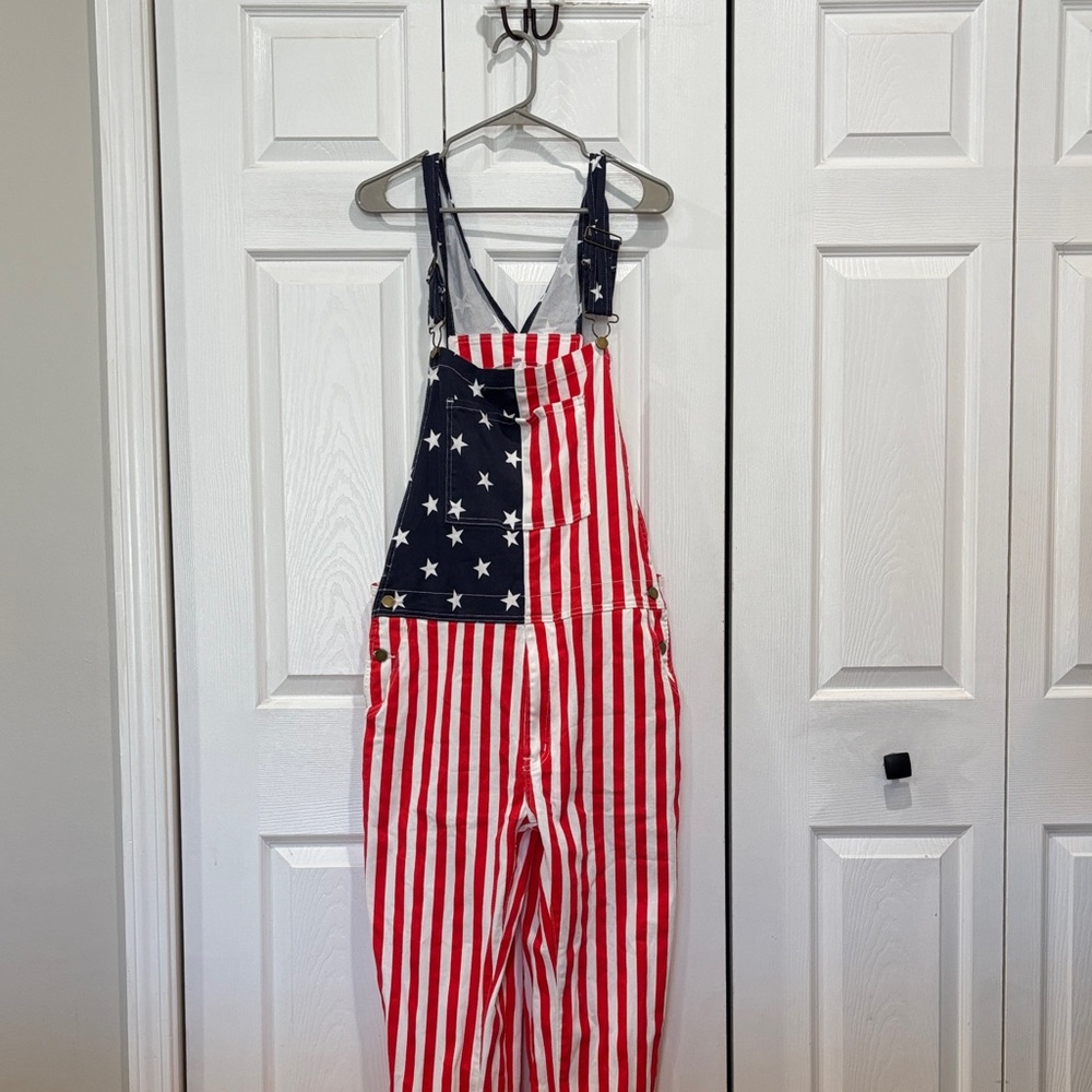 Patriotic American Flag Overalls - Red, White & Blue